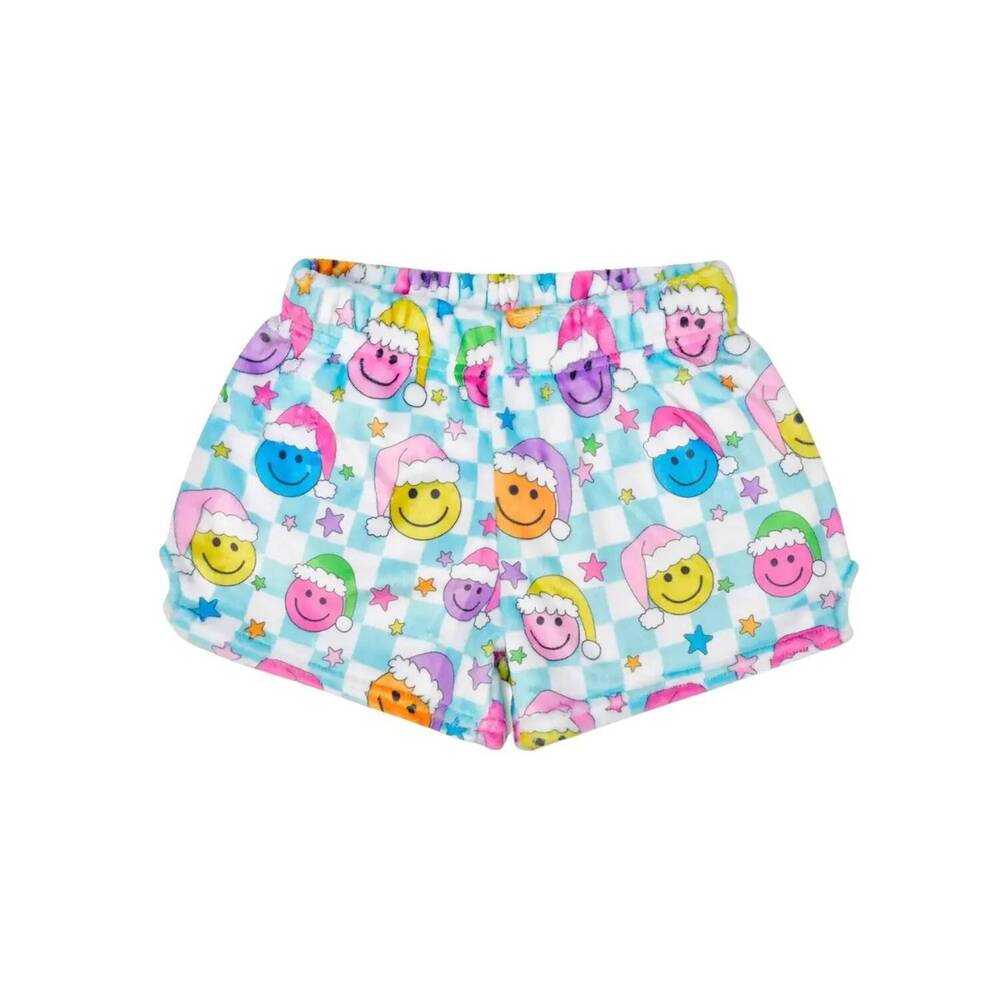 NEW ISCREAM girl's happy santa plush shorts in multi